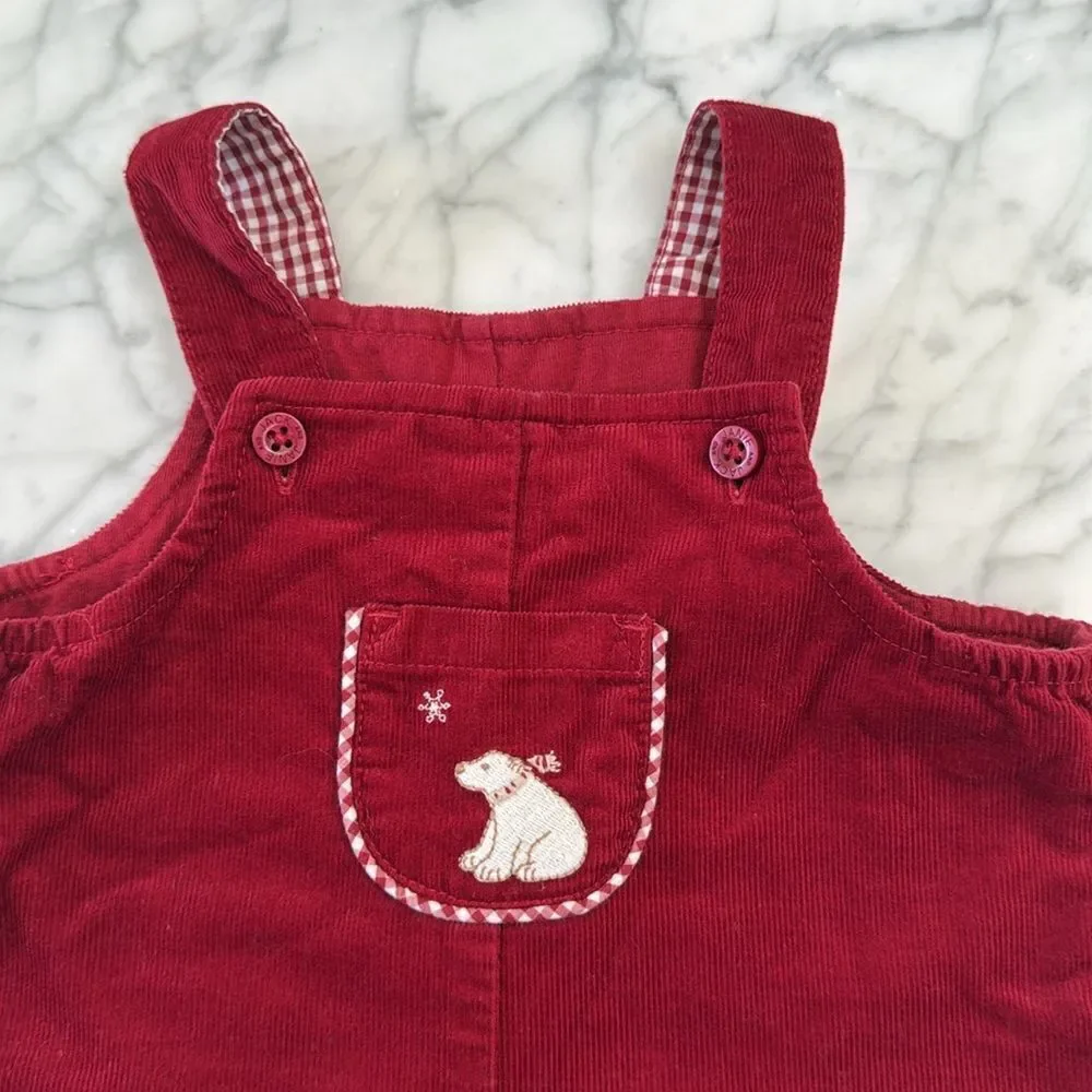Vintage Janie and Jack Corduroy Polar Bear Overalls Sz 0-3 (fit 3-6 Mo IMO)